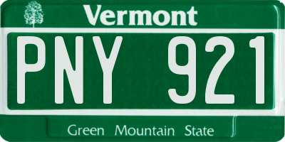 VT license plate PNY921