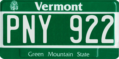 VT license plate PNY922