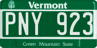 VT license plate PNY923