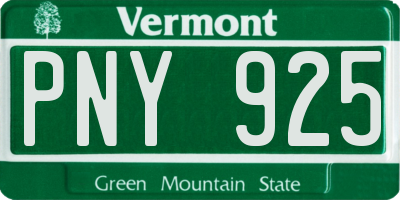 VT license plate PNY925