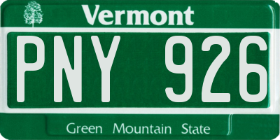 VT license plate PNY926