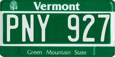 VT license plate PNY927