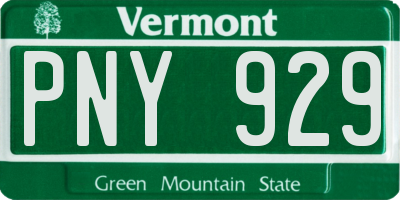 VT license plate PNY929
