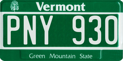 VT license plate PNY930