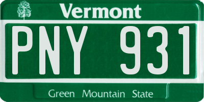 VT license plate PNY931