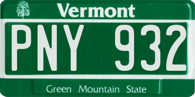 VT license plate PNY932