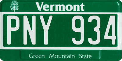 VT license plate PNY934