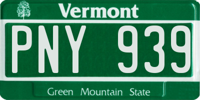 VT license plate PNY939