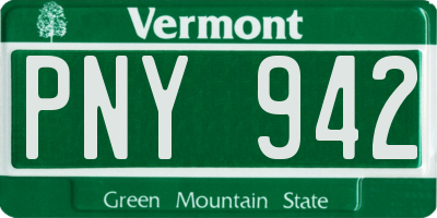 VT license plate PNY942