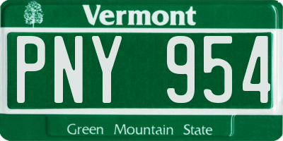 VT license plate PNY954
