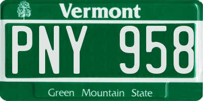 VT license plate PNY958