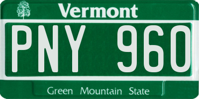 VT license plate PNY960