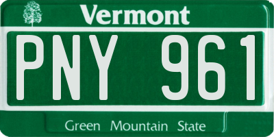 VT license plate PNY961