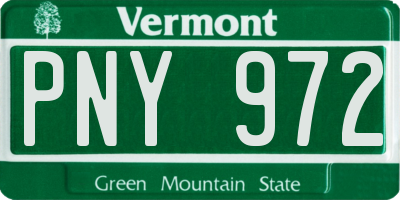VT license plate PNY972