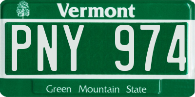 VT license plate PNY974