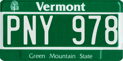 VT license plate PNY978