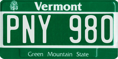 VT license plate PNY980