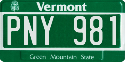 VT license plate PNY981