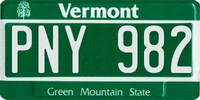 VT license plate PNY982