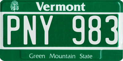 VT license plate PNY983