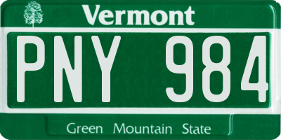 VT license plate PNY984