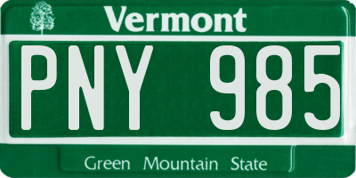 VT license plate PNY985