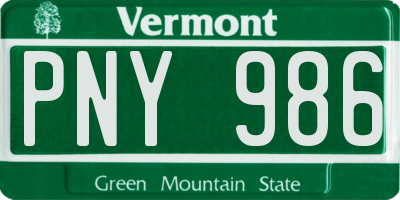 VT license plate PNY986