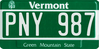 VT license plate PNY987