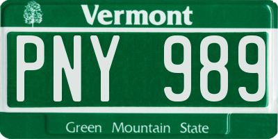 VT license plate PNY989