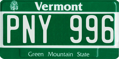 VT license plate PNY996