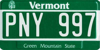 VT license plate PNY997