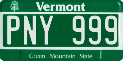 VT license plate PNY999
