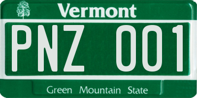 VT license plate PNZ001