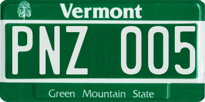 VT license plate PNZ005