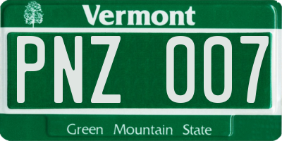VT license plate PNZ007