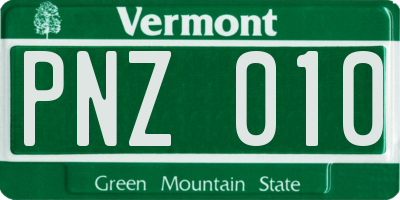 VT license plate PNZ010