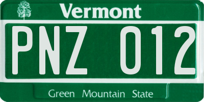 VT license plate PNZ012