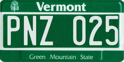 VT license plate PNZ025