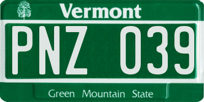 VT license plate PNZ039