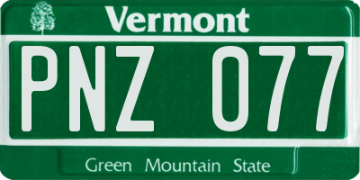 VT license plate PNZ077
