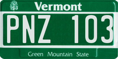 VT license plate PNZ103