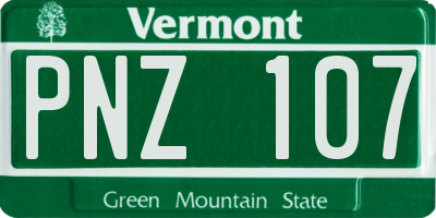 VT license plate PNZ107