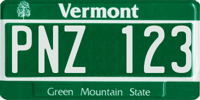 VT license plate PNZ123
