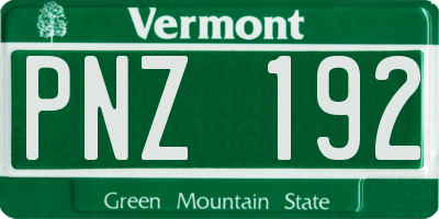 VT license plate PNZ192