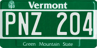 VT license plate PNZ204