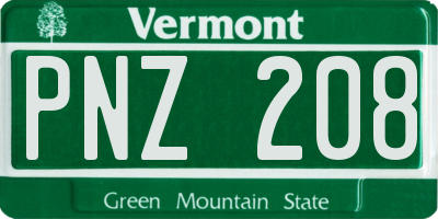 VT license plate PNZ208