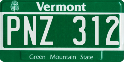 VT license plate PNZ312