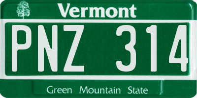 VT license plate PNZ314