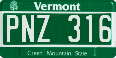 VT license plate PNZ316