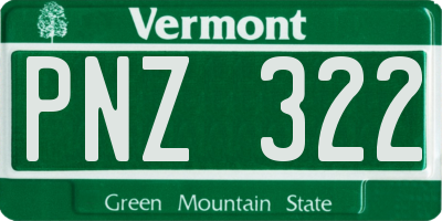 VT license plate PNZ322